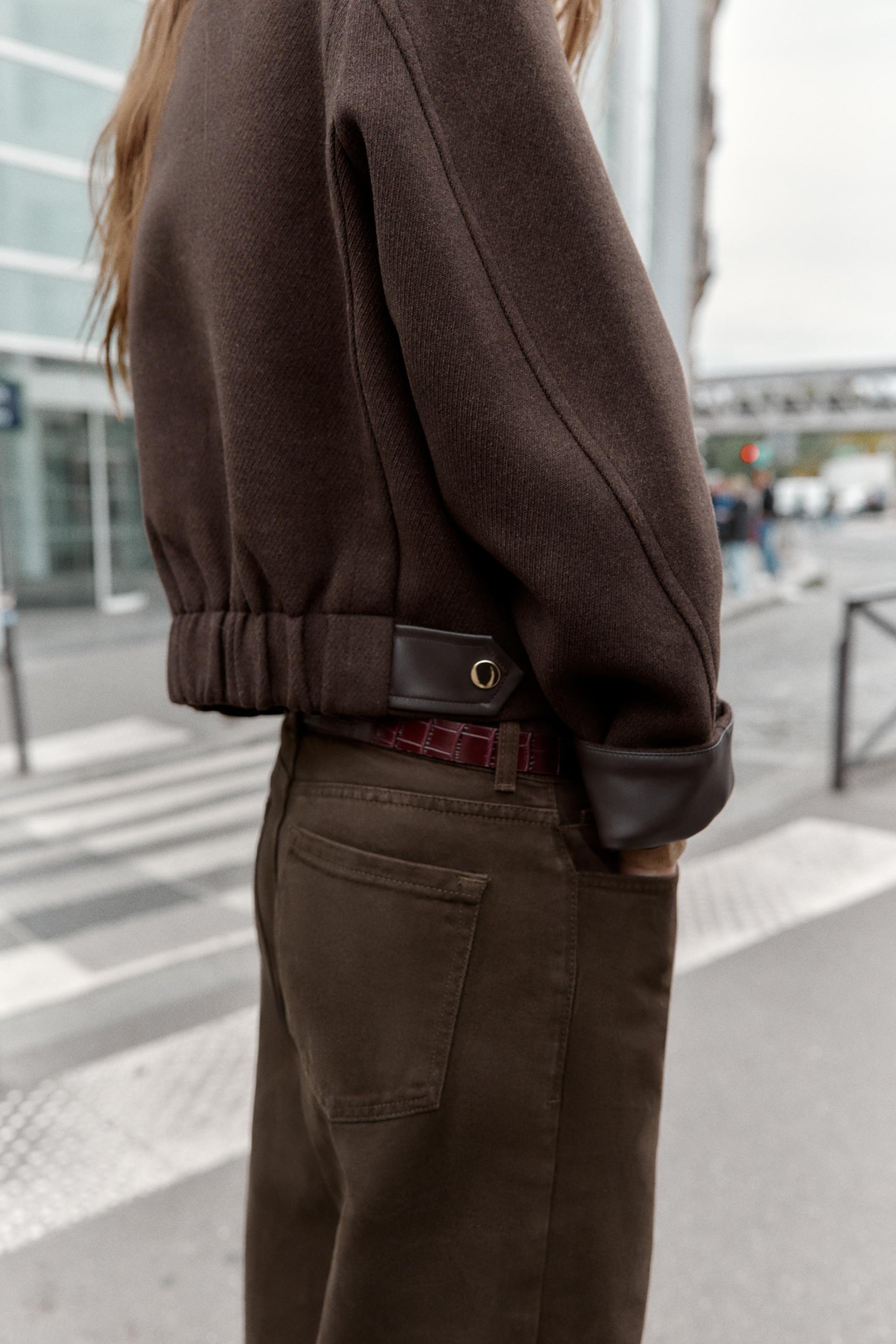 SOFT JACKET WITH LEATHER EFFECT TRIMS - Image 7