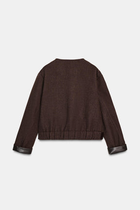 SOFT JACKET WITH LEATHER EFFECT TRIMS - Image 9