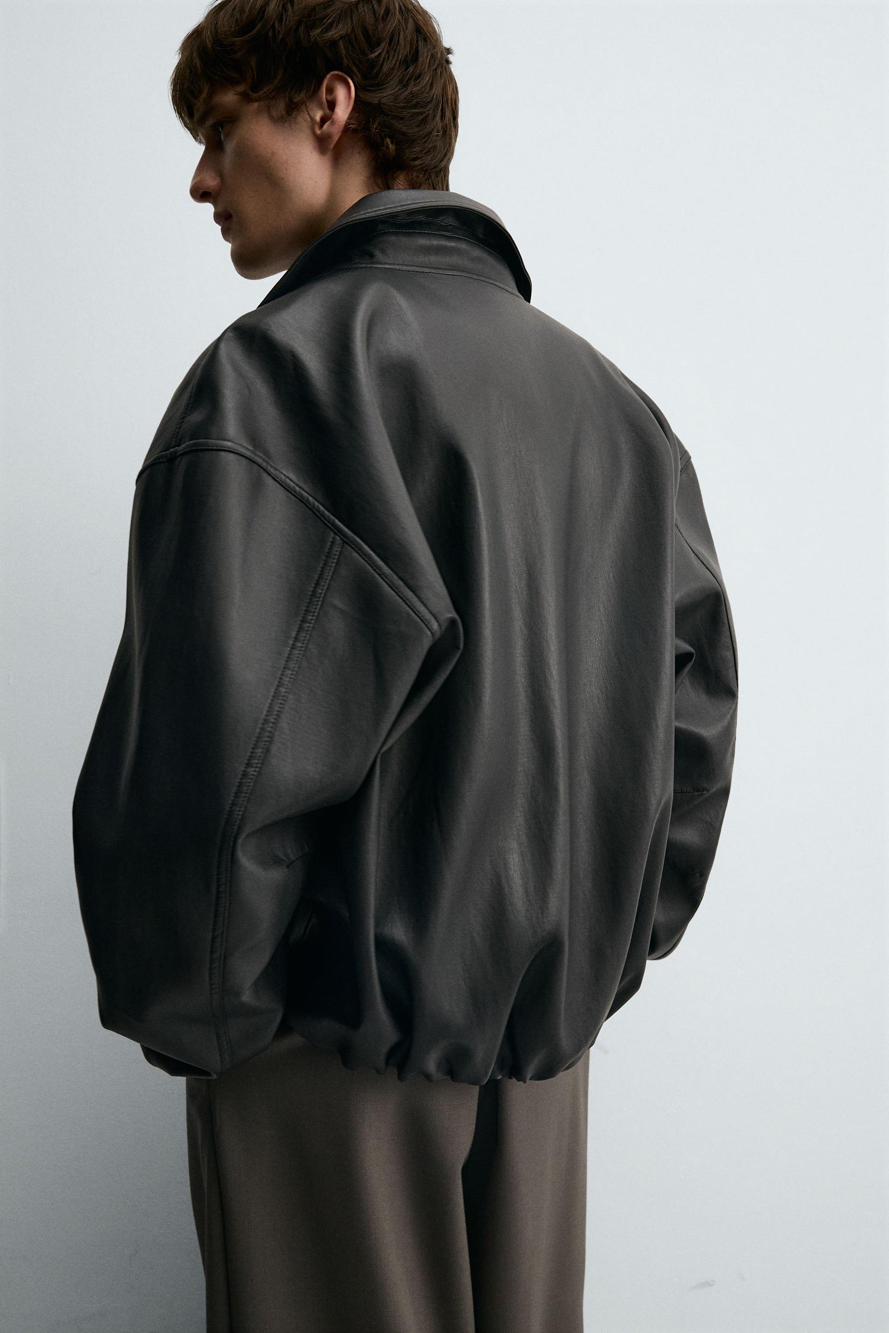LEATHER EFFECT BOMBER JACKET - Image 6