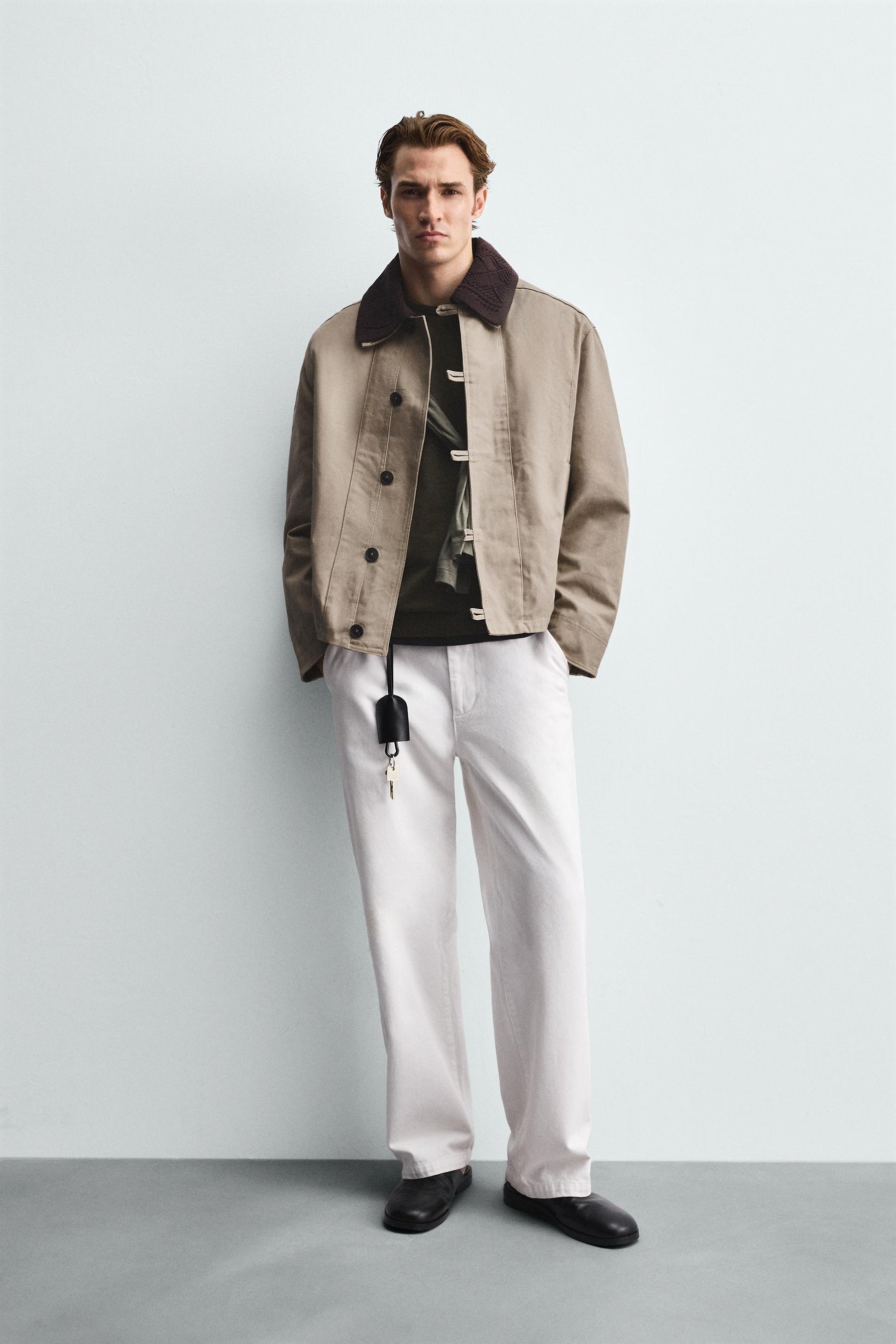 CONTRAST CROCHET COLLAR JACKET - Image 1