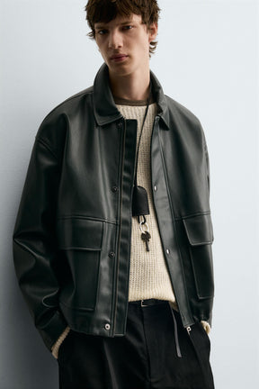 RELAXED FIT FAUX LEATHER JACKET - Image 5