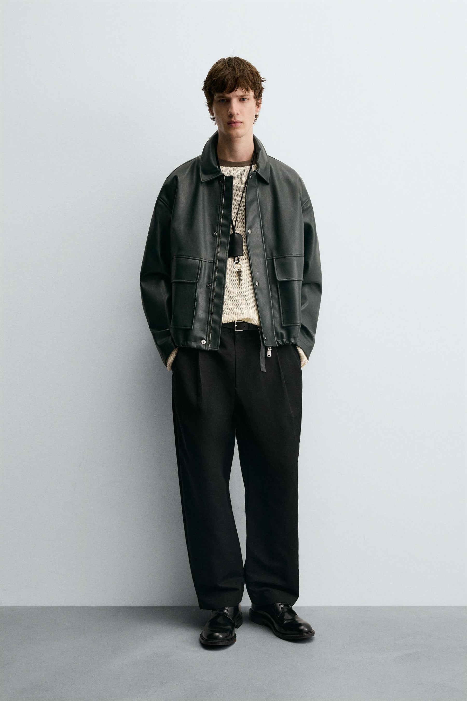 RELAXED FIT FAUX LEATHER JACKET - Image 1