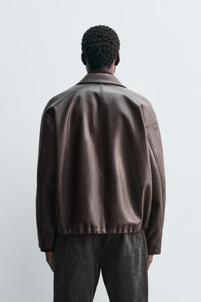 RELAXED FIT FAUX LEATHER JACKET - Image 3