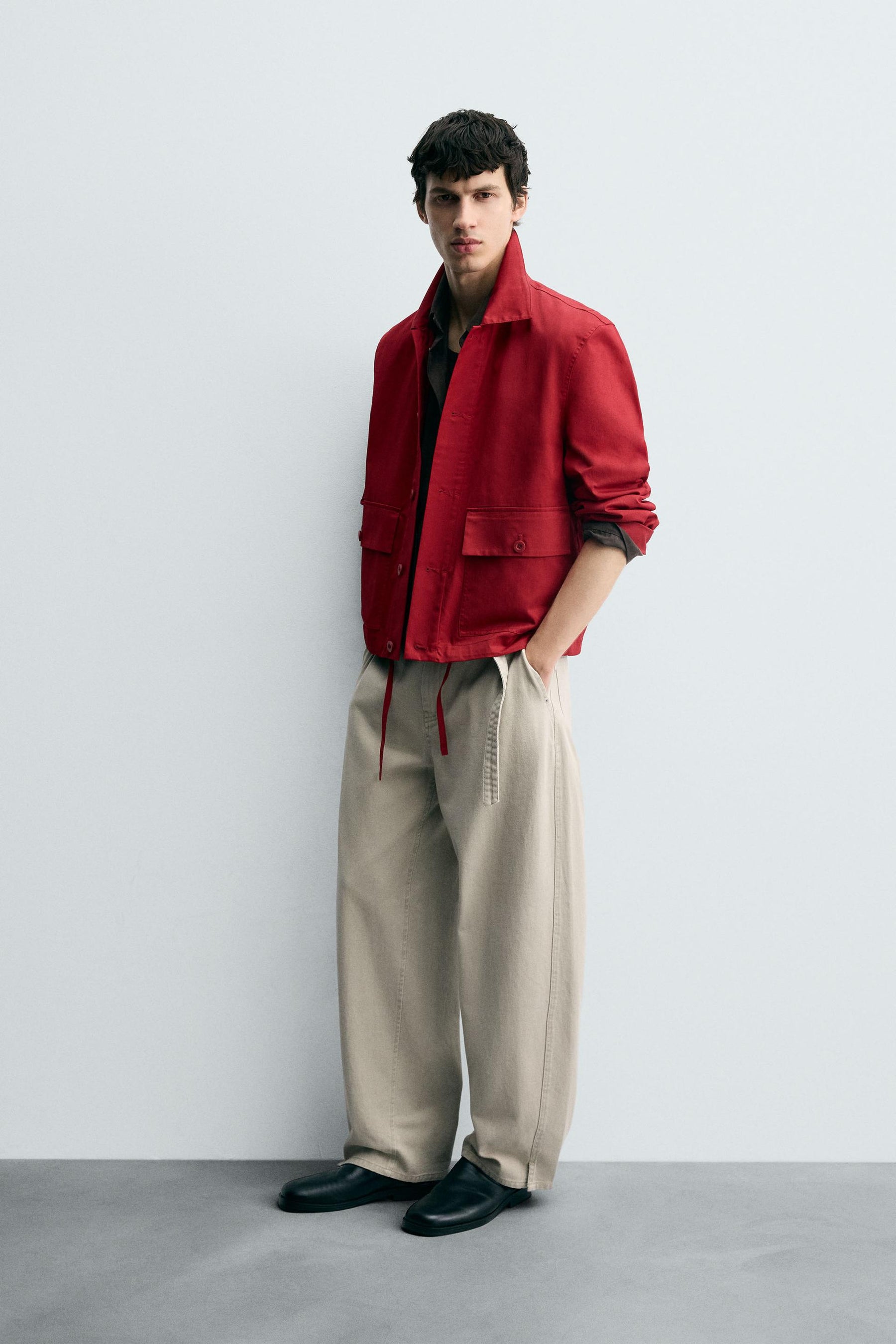 COTTON HERRINGBONE OVERSHIRT - Image 4