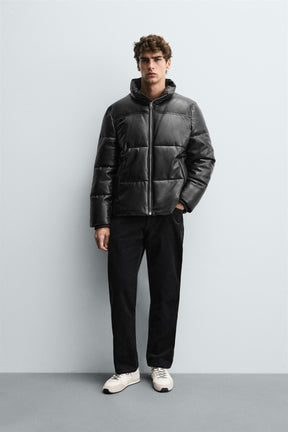FAUX LEATHER PUFFER JACKET - Image 1