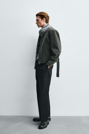 VINTAGE-EFFECT FAUX SUEDE JACKET - Image 4