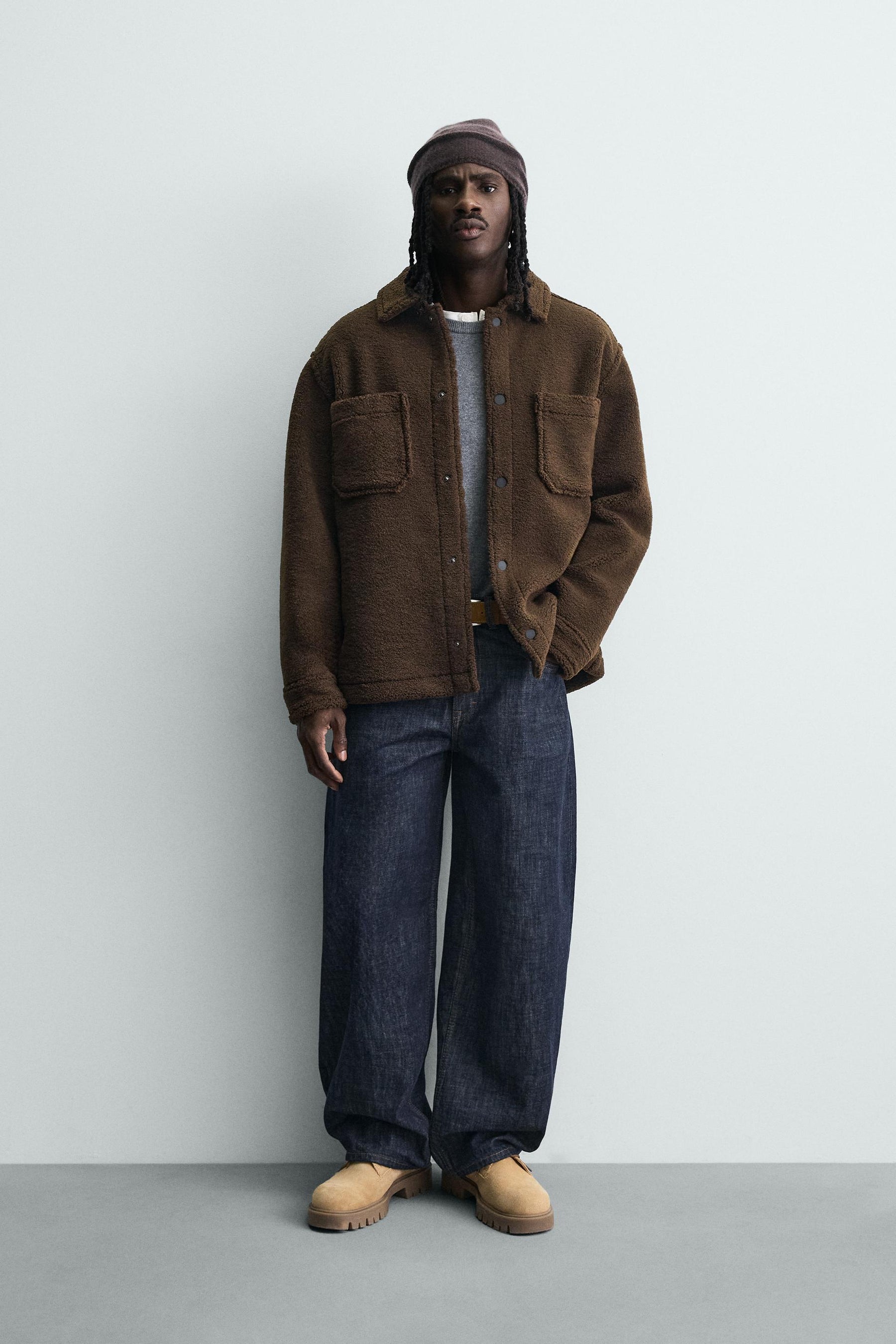 FAUX SHEARLING OVERSHIRT WITH POCKETS - Image 1