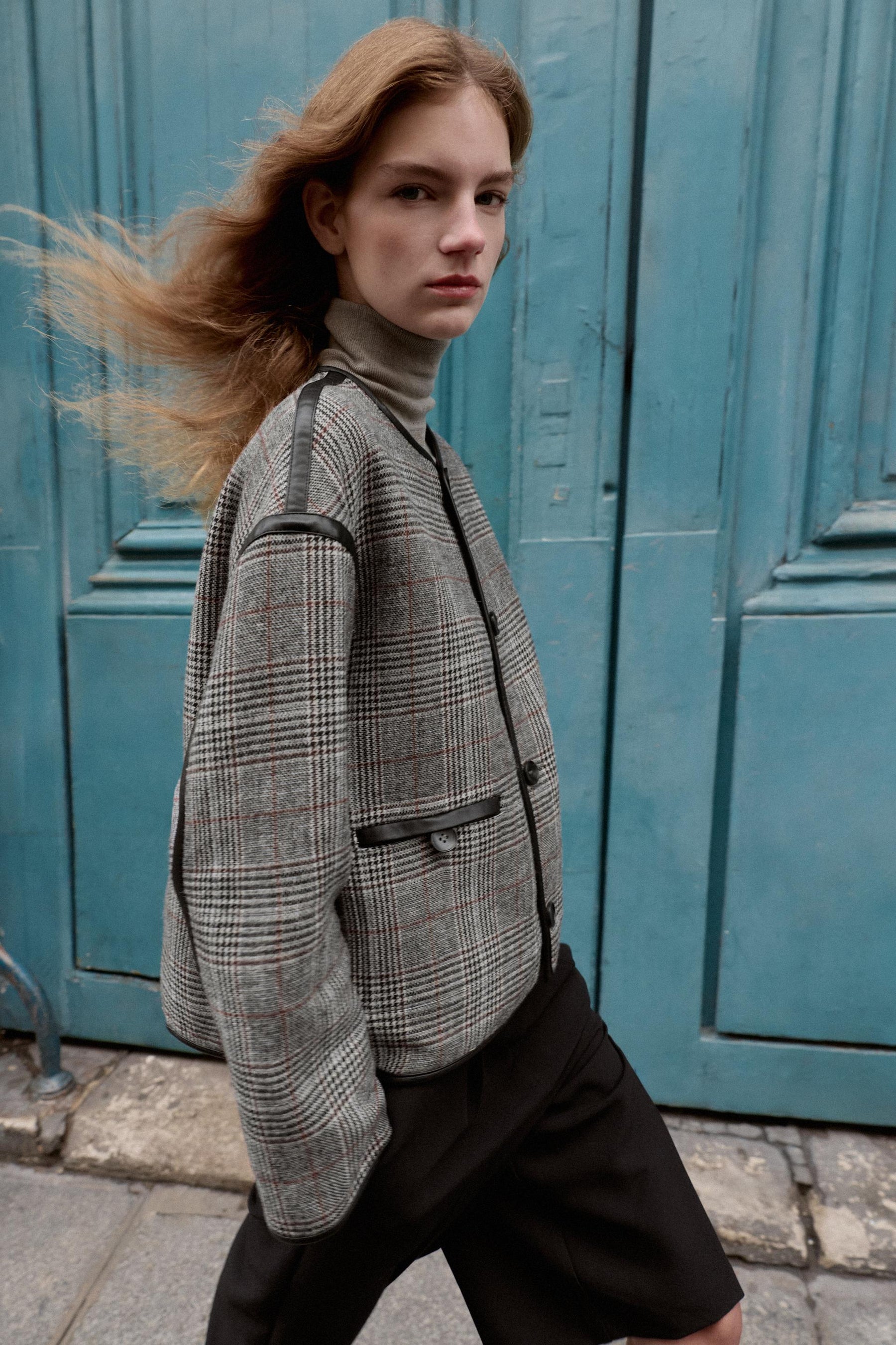 REVERSIBLE JACKET WITH FAUX LEATHER TRIMS - Image 3