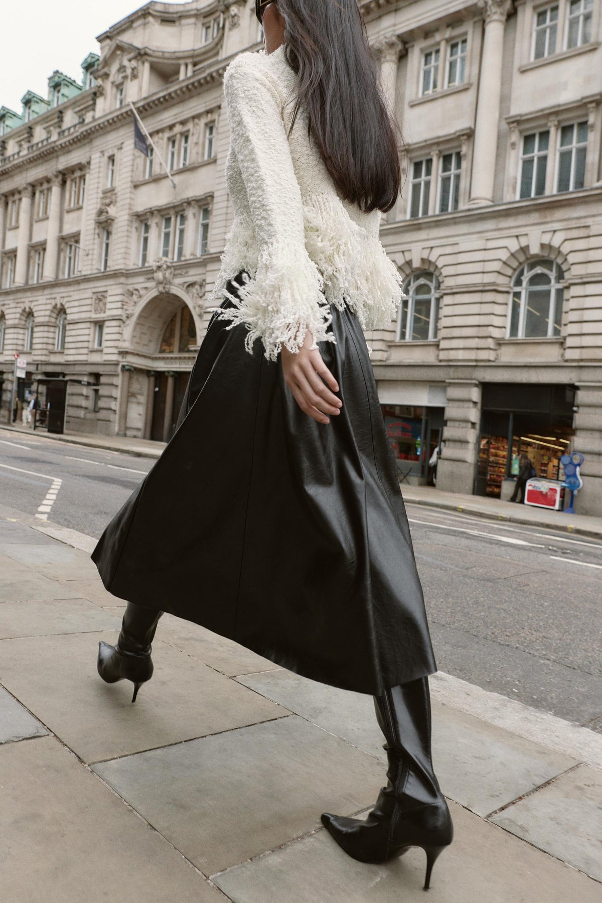 FAUX LEATHER MIDI SKIRT