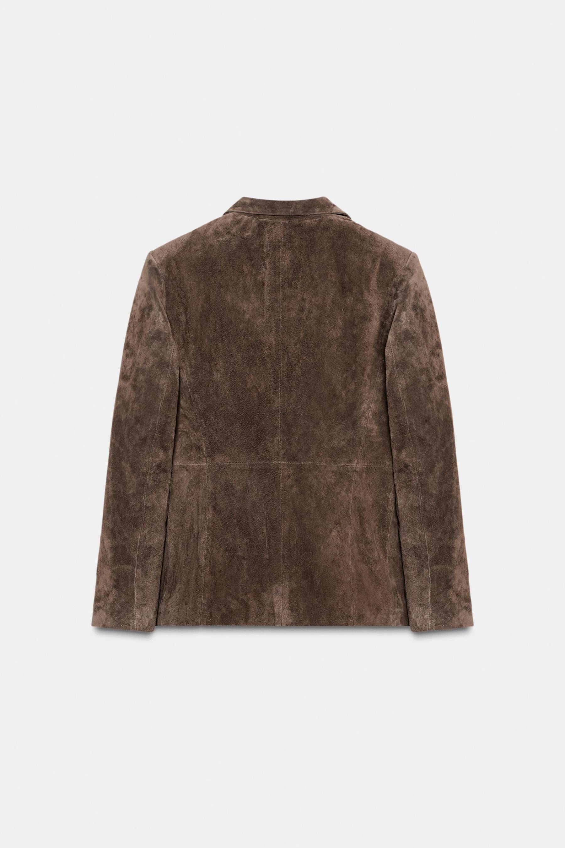 LEATHER DOUBLE-BREASTED BLAZER