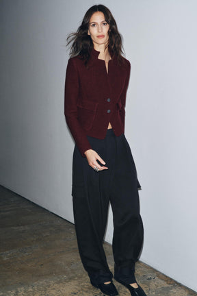 FITTED BOUCLÉ WOOL JACKET ZW COLLECTION - Image 4