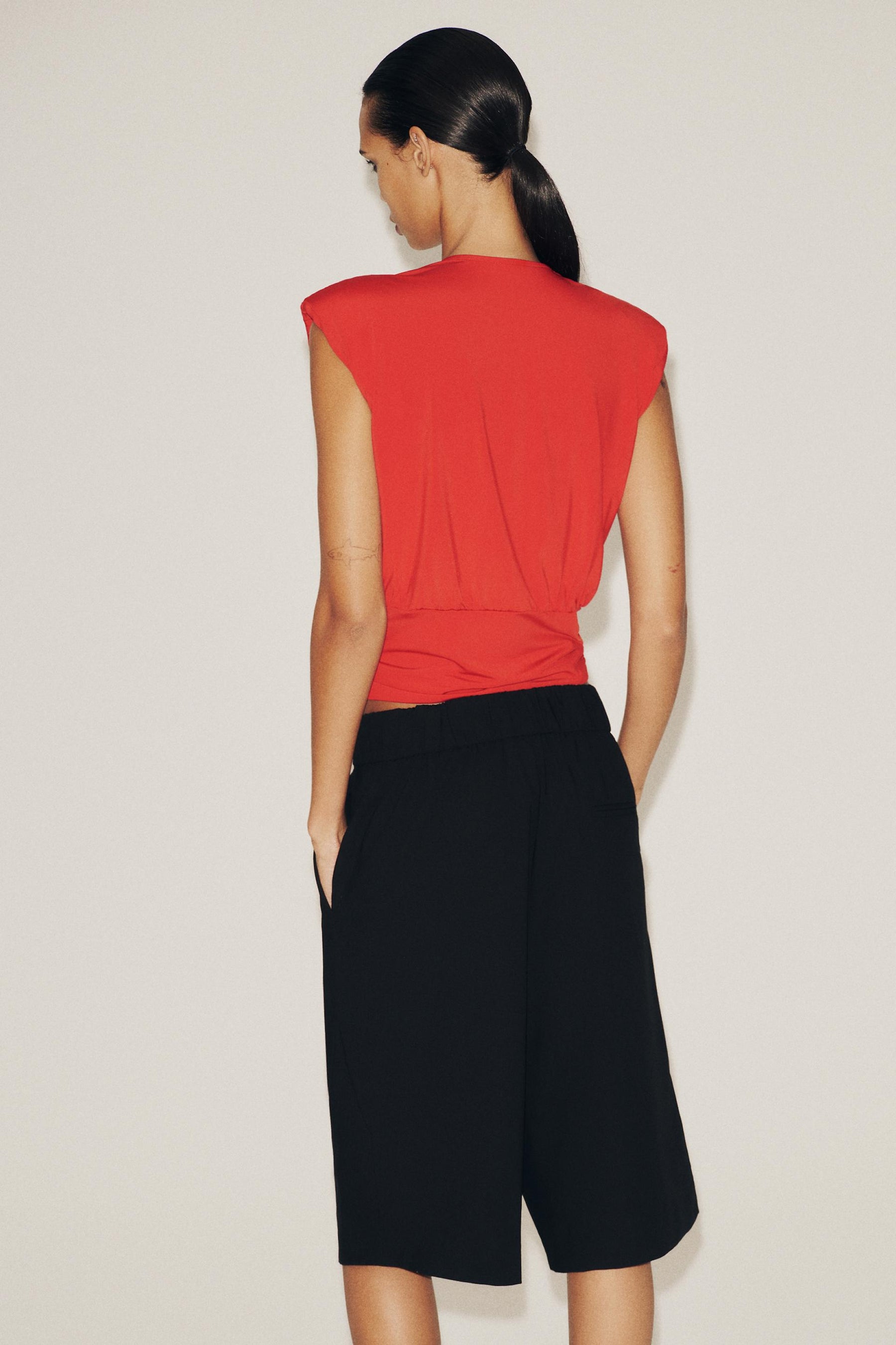 Draped Shoulder Pad Top