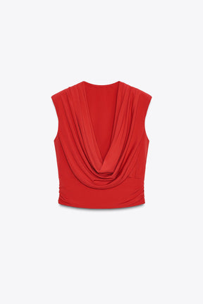 Draped Shoulder Pad Top