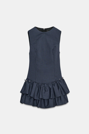 SHORT CHECKED DRESS WITH RUFFLES - Image 5