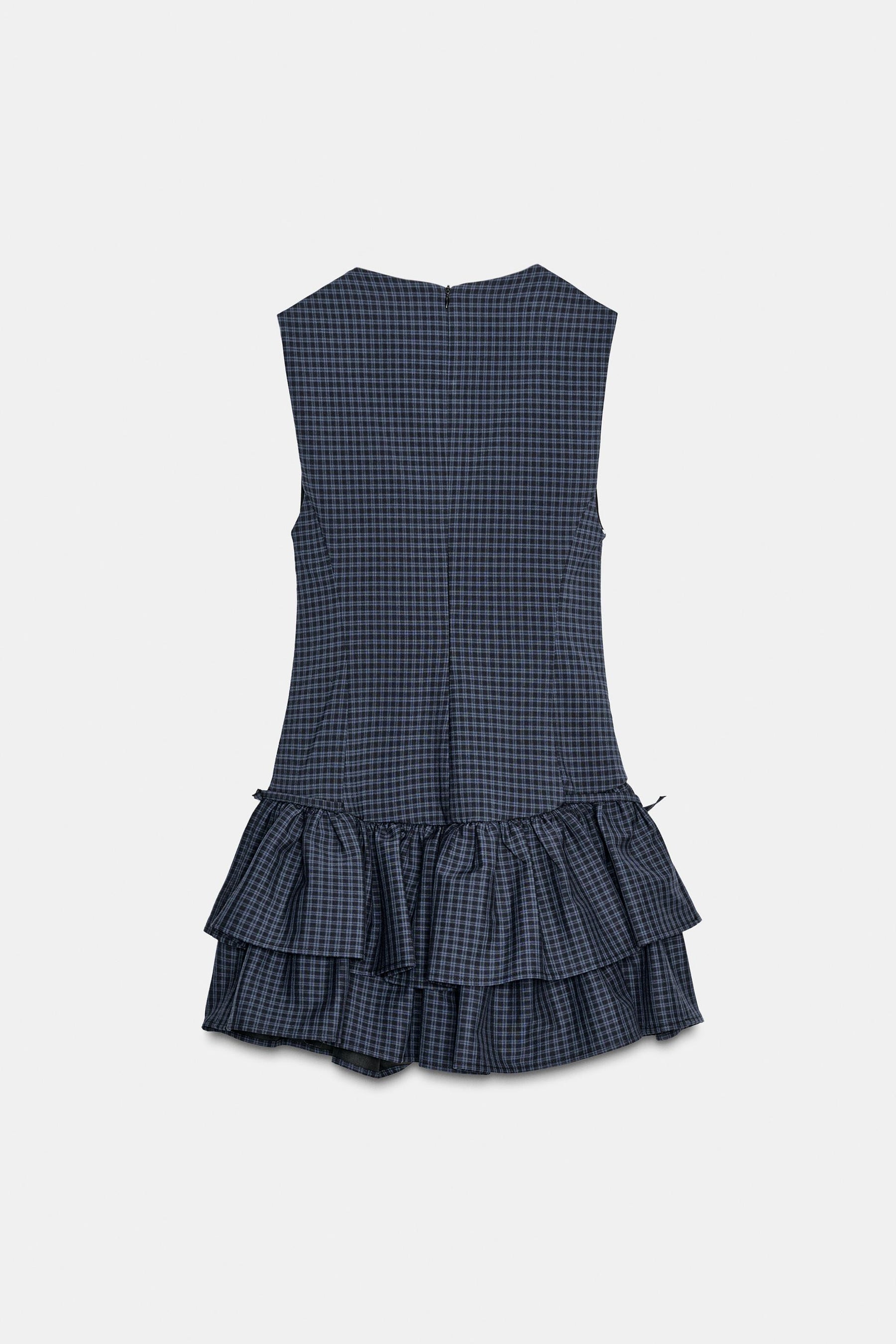 SHORT CHECKED DRESS WITH RUFFLES - Image 6