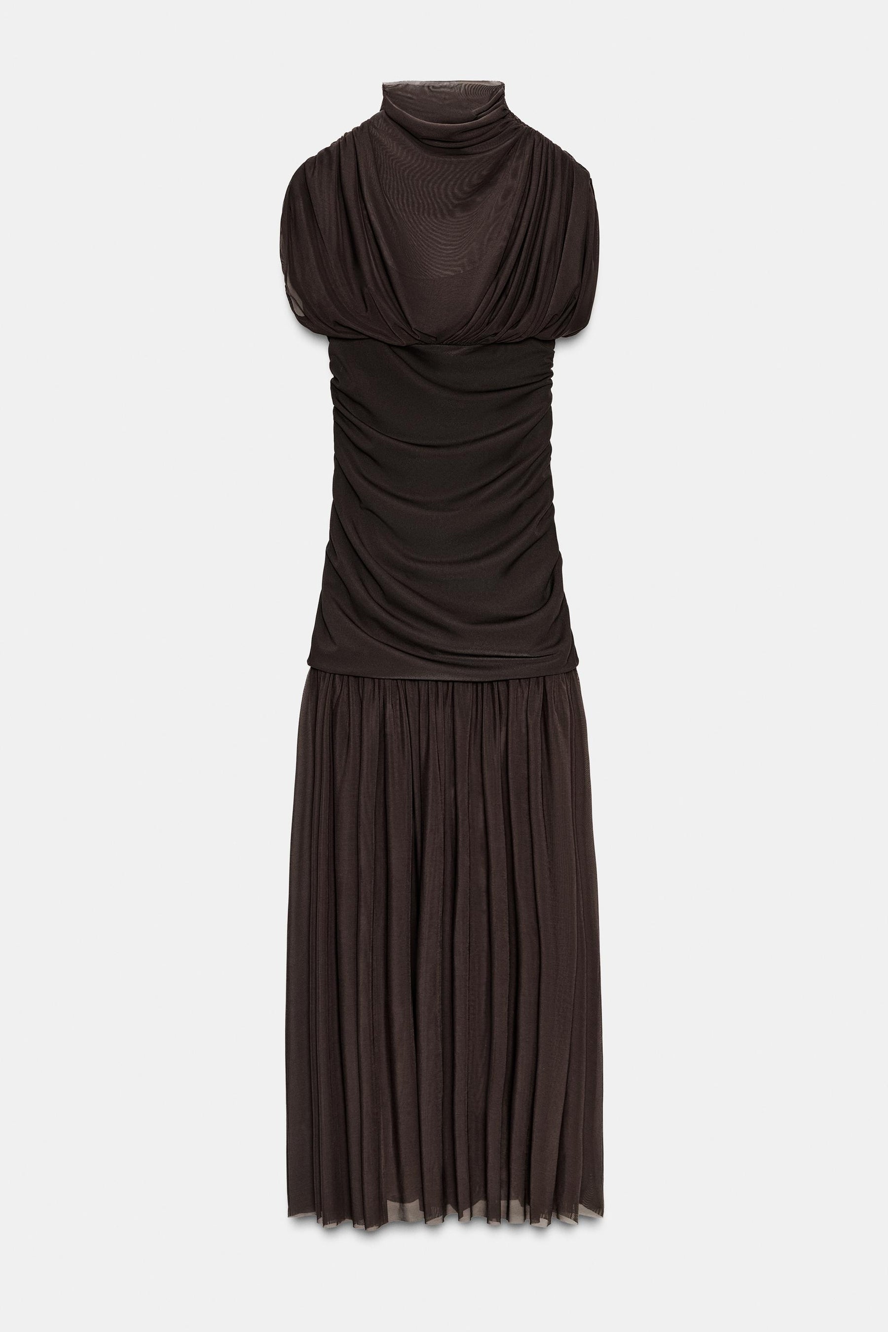 COMBINED DRAPED MIDI DRESS - Image 5