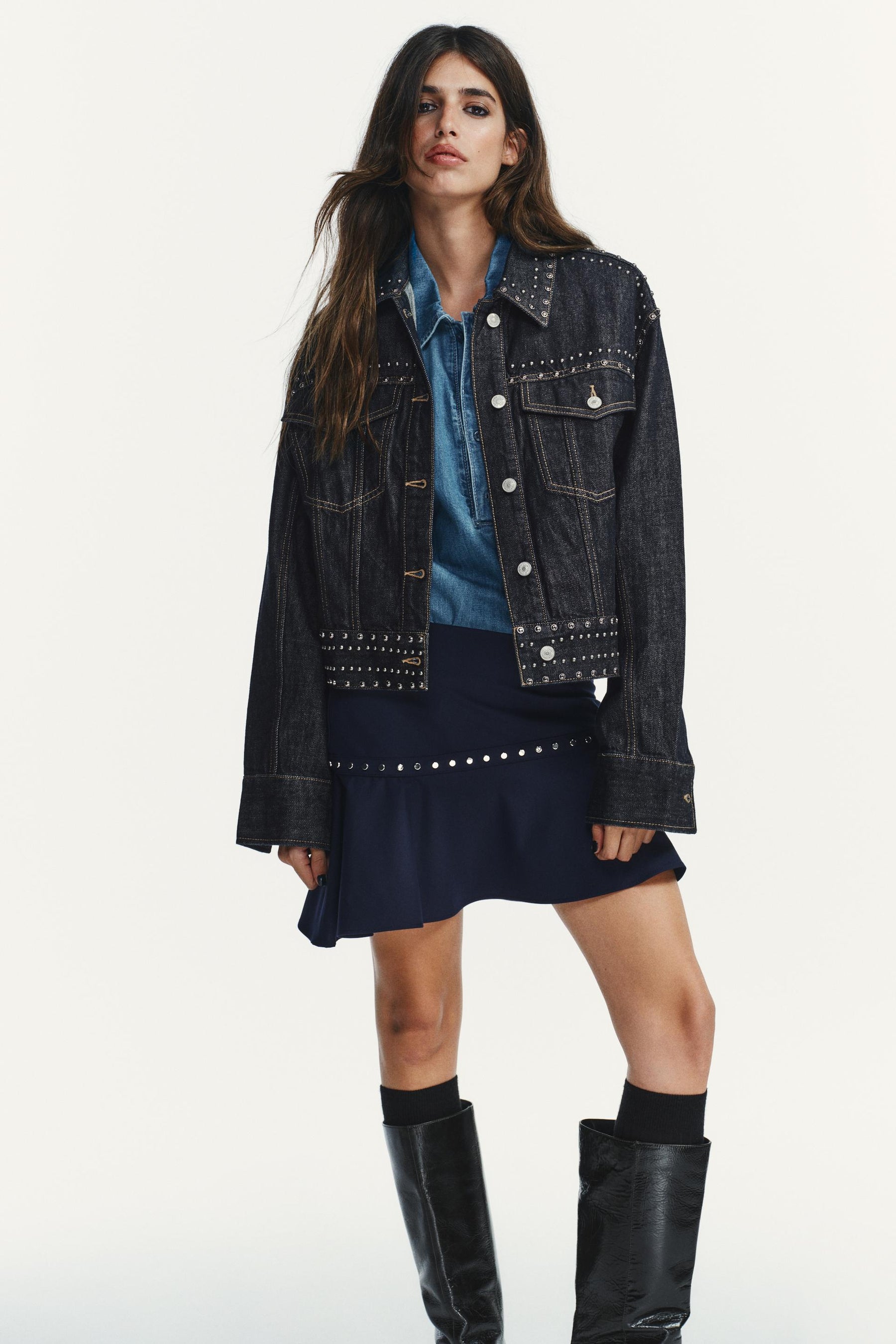 Ruffled Studded Skirt