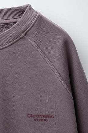 WASHED-EFFECT SLOGAN SWEATSHIRT - Image 5