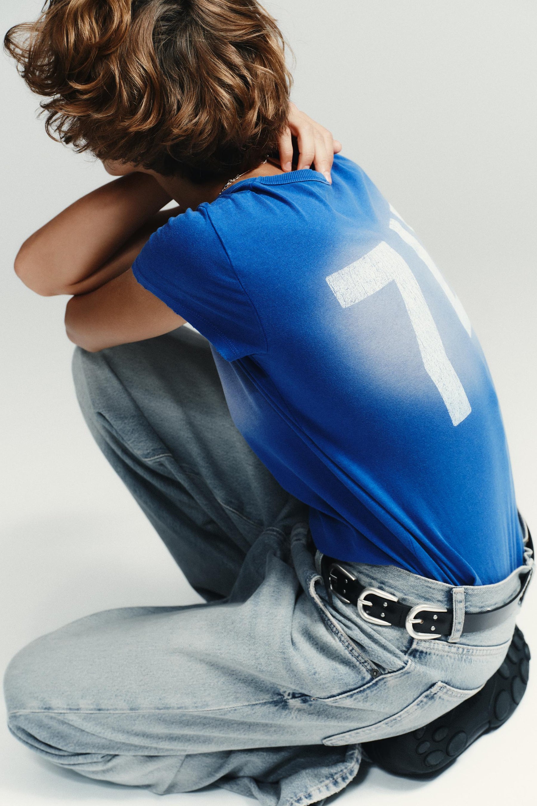 Faded-Effect Text T-Shirt