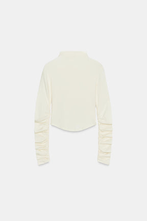 RUCHED COTTON-MODAL T-SHIRT