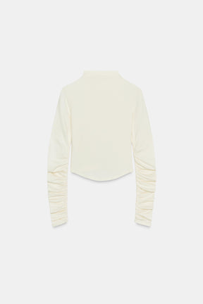 RUCHED COTTON-MODAL T-SHIRT