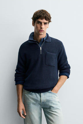 WASHED TEXTURED KNIT POLO SHIRT - Image 2