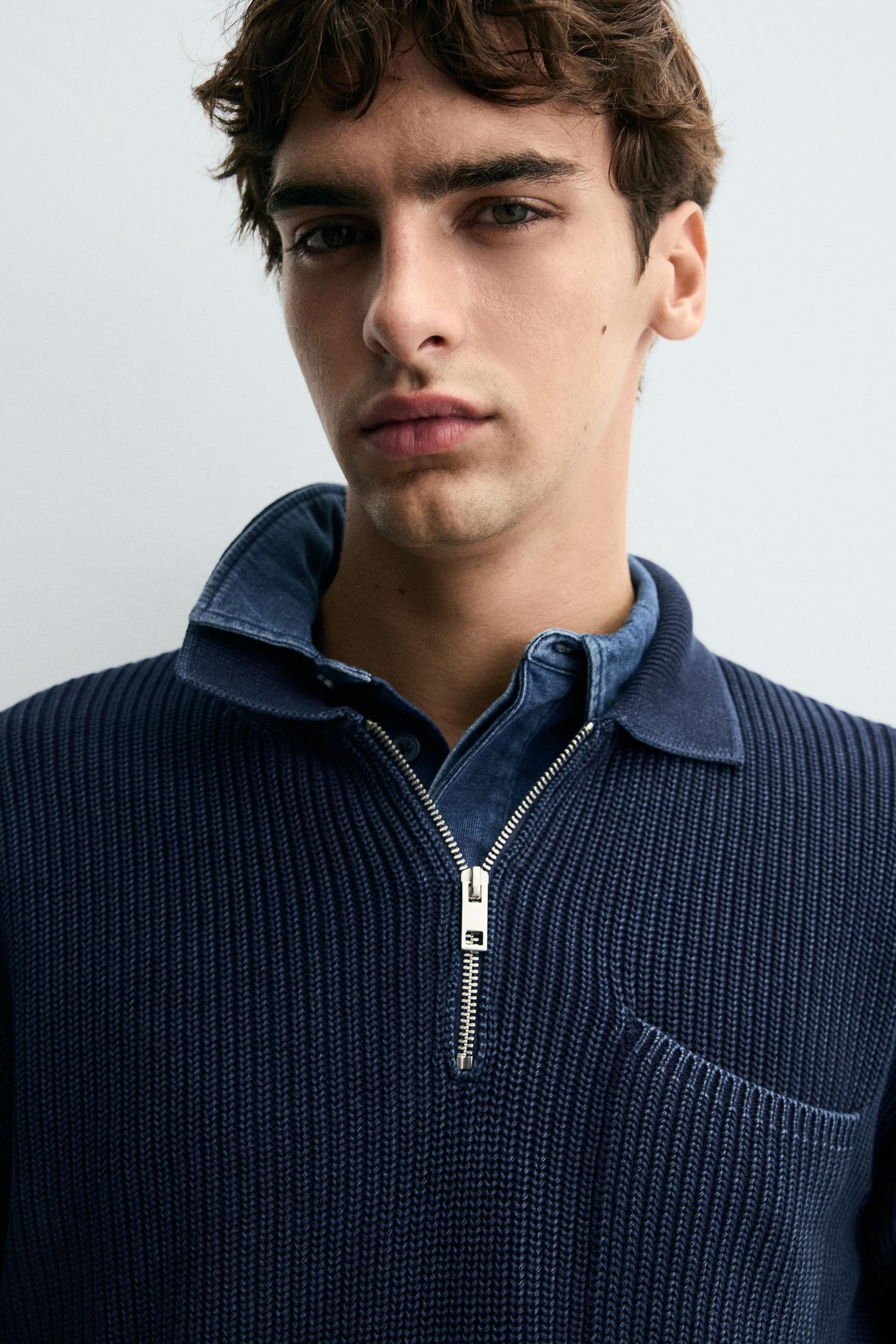 WASHED TEXTURED KNIT POLO SHIRT - Image 5