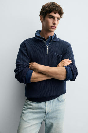 WASHED TEXTURED KNIT POLO SHIRT - Image 6