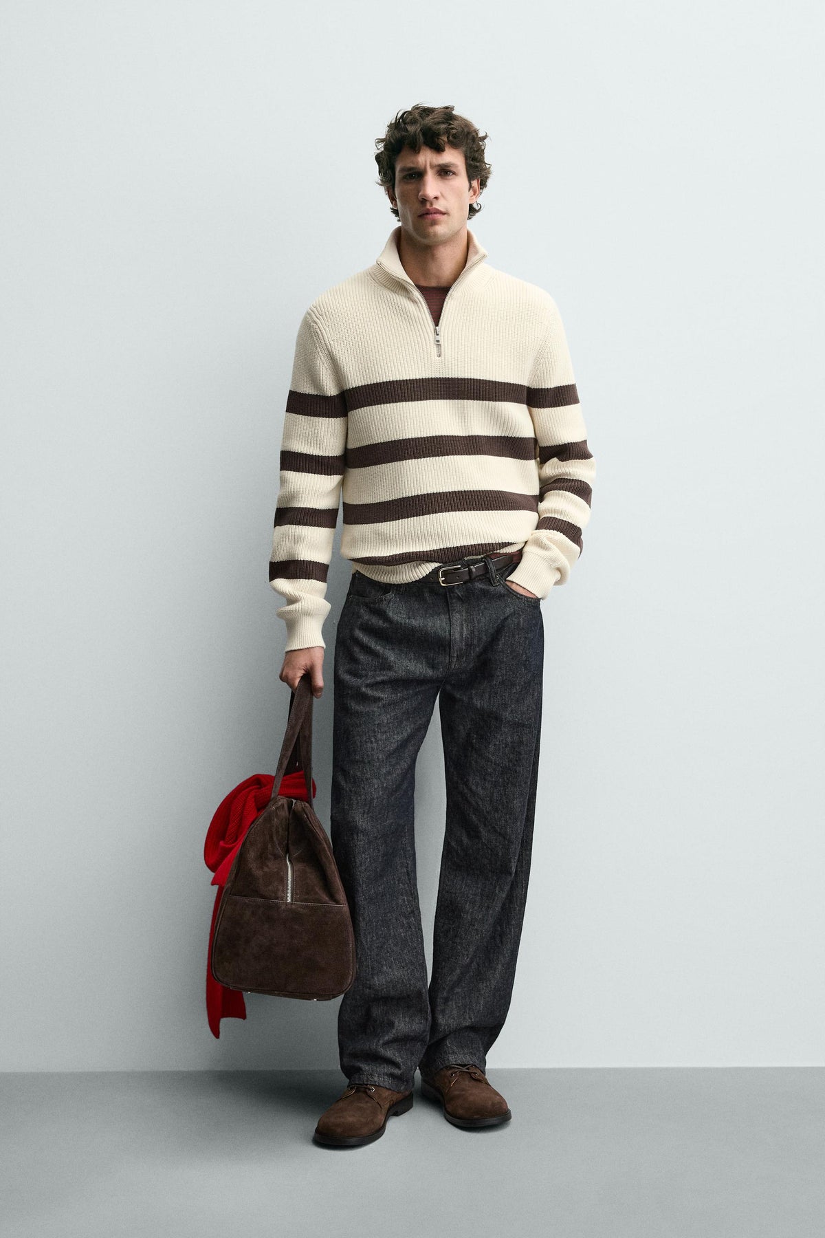 PURL KNIT QUARTER-ZIP JUMPER - Image 1