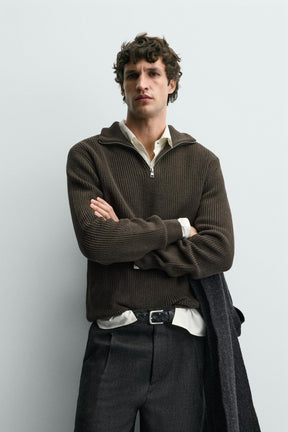 Zippered Knit Pullover