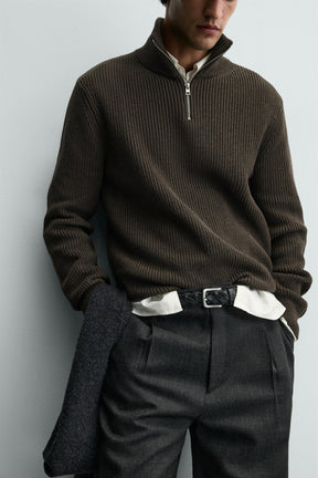 Zippered Knit Pullover