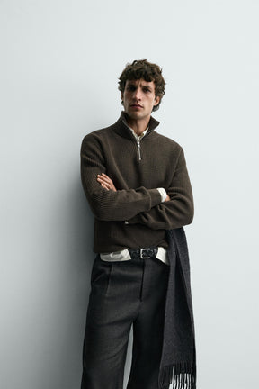 Zippered Knit Pullover