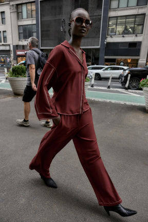 Wide-leg Trousers with Topstitching