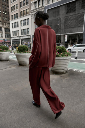 Wide-leg Trousers with Topstitching