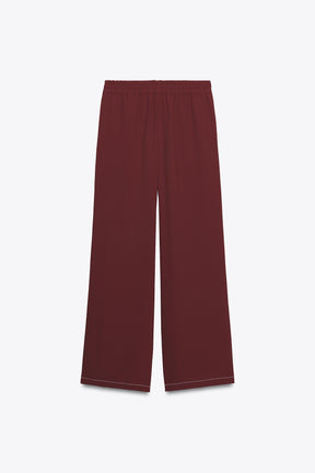 Wide-leg Trousers with Topstitching