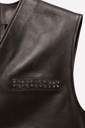 Leather Waistcoat With Studs - Image 3