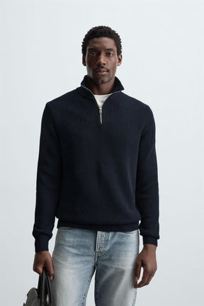 PURL KNIT QUARTER-ZIP JUMPER - Image 2