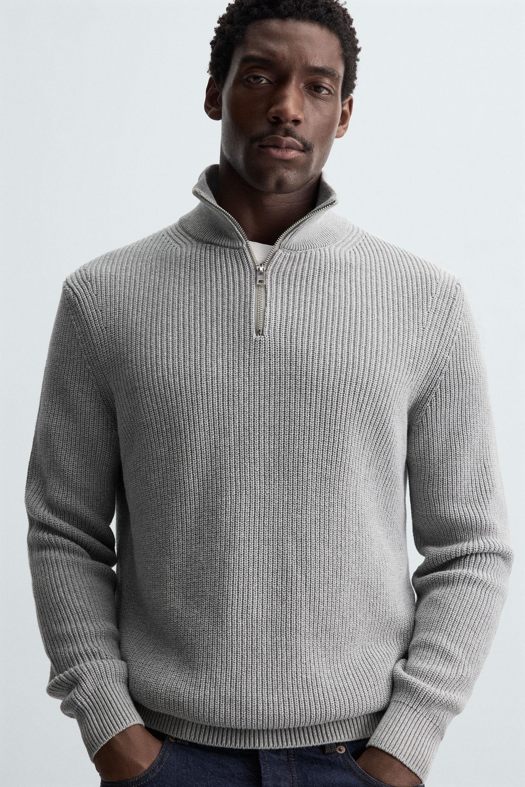 PURL KNIT QUARTER-ZIP JUMPER - Image 5