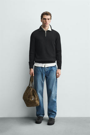 PURL KNIT QUARTER-ZIP JUMPER - Image 1