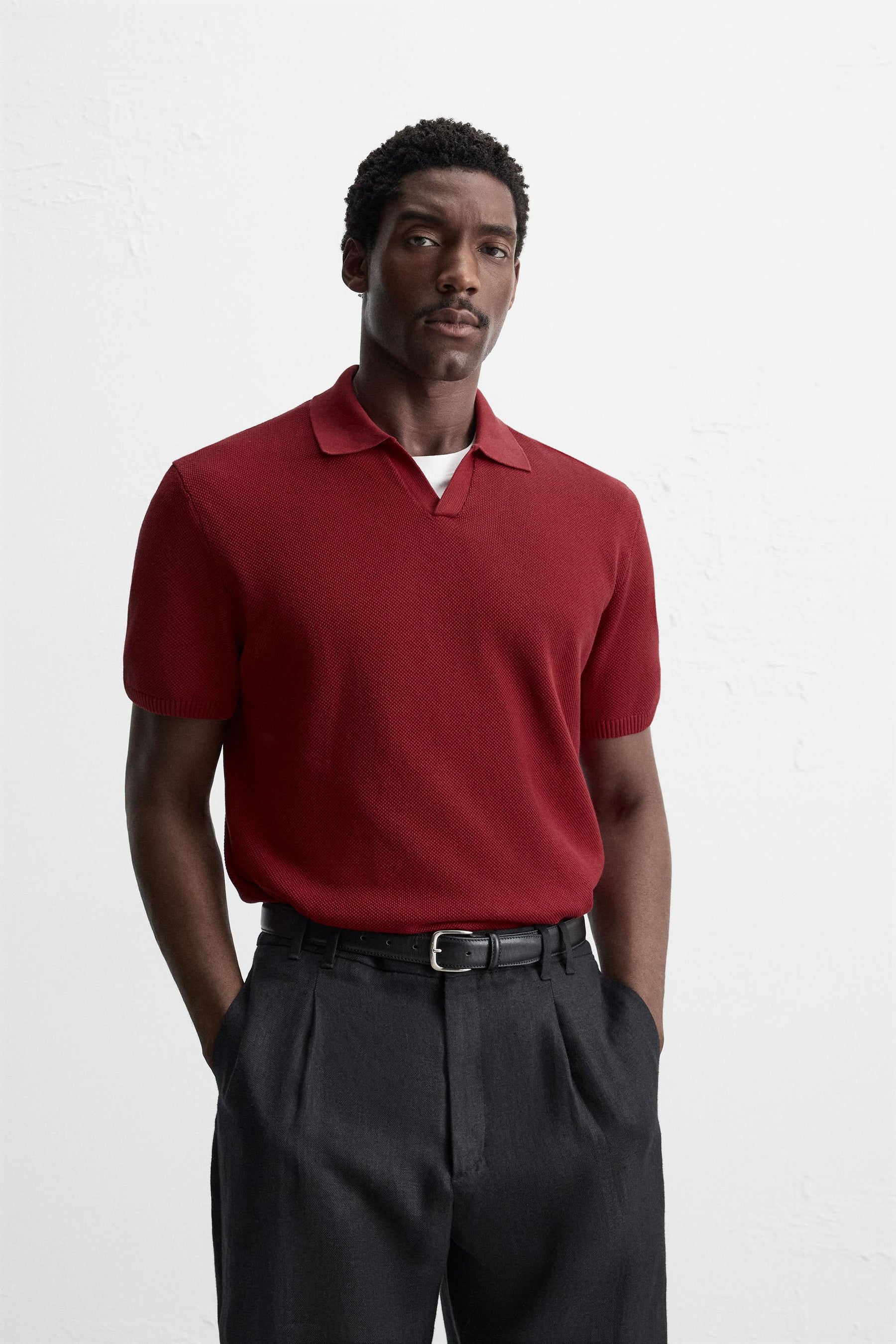 TEXTURED KNIT POLO SHIRT - Image 2