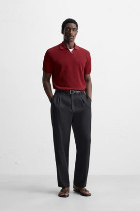 TEXTURED KNIT POLO SHIRT - Image 1