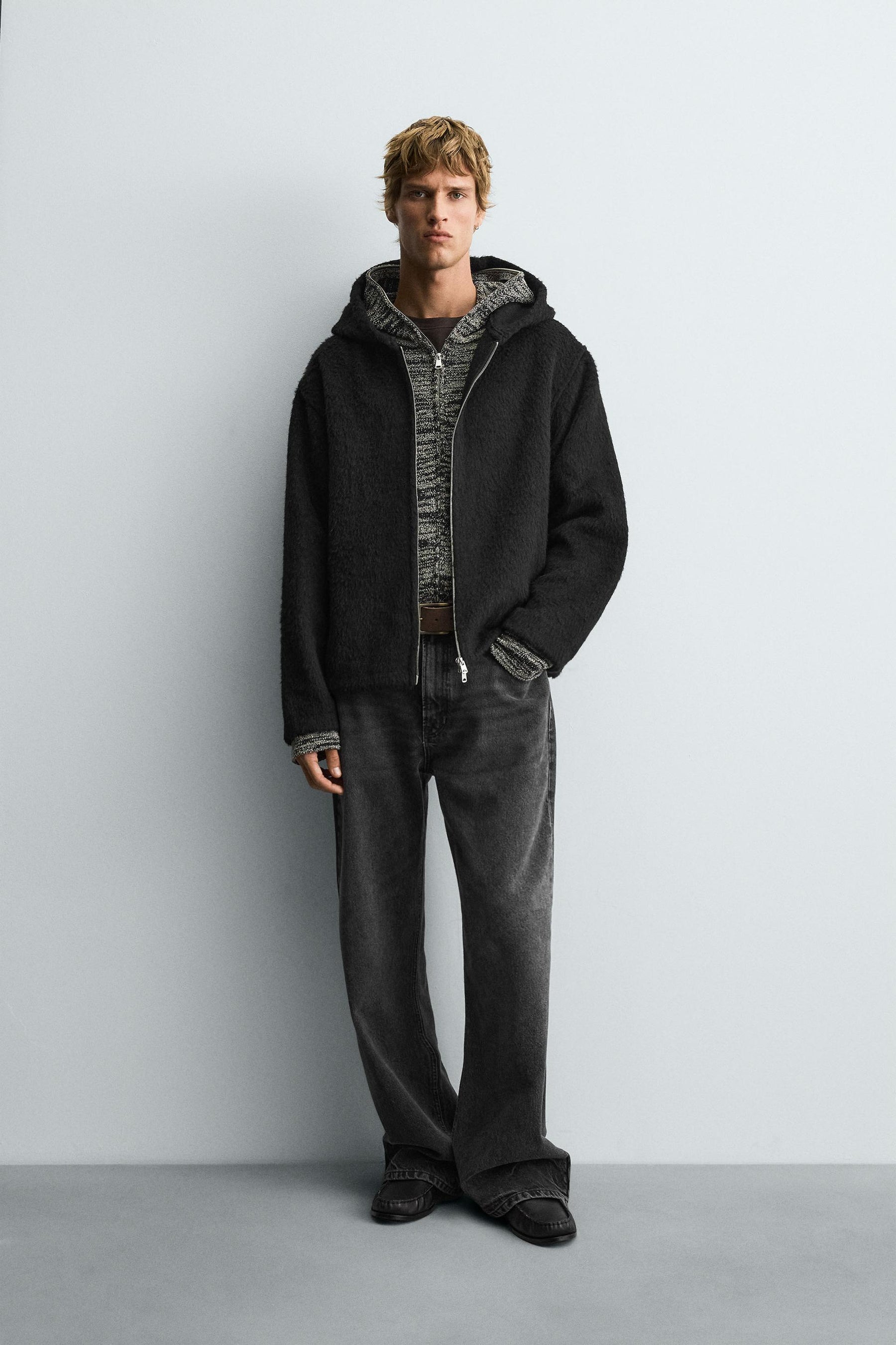 FAUX FUR HOODED OVERSHIRT - Image 1