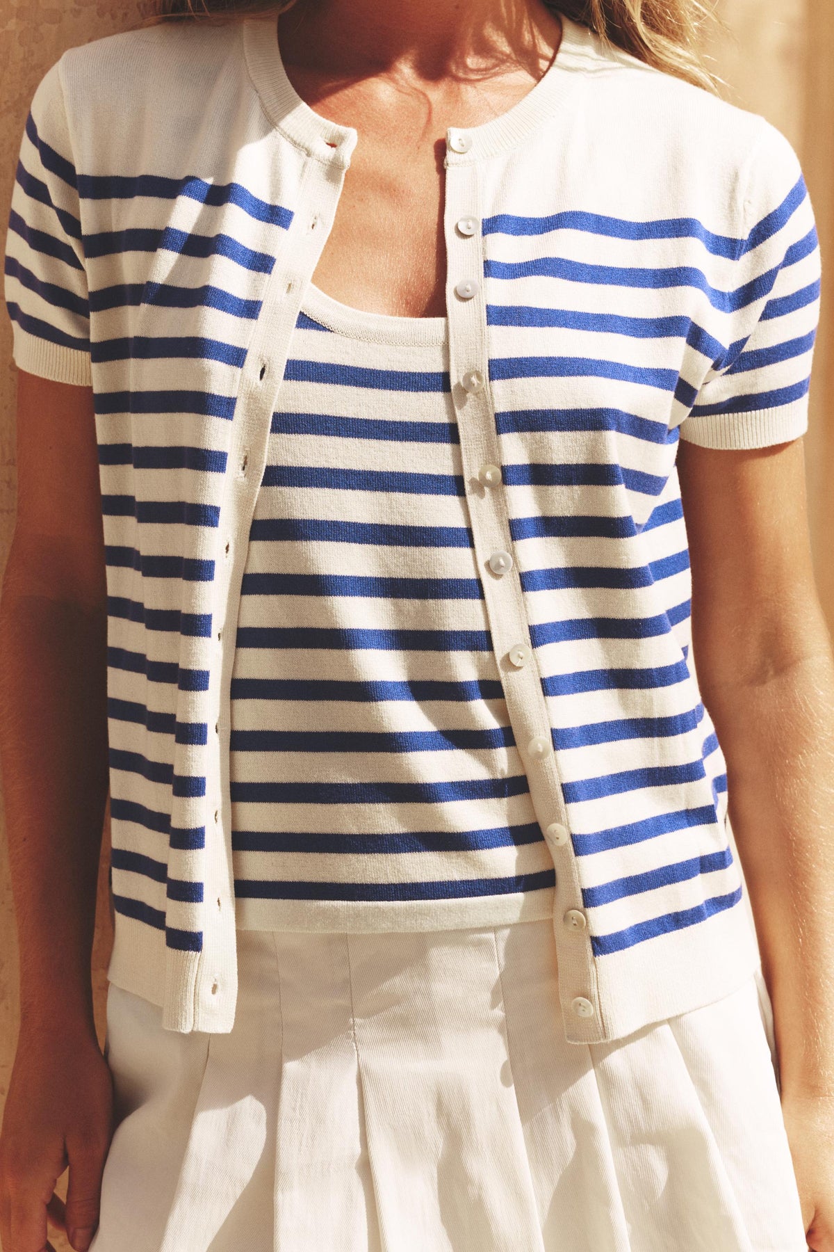 STRIPED KNIT SHORT SLEEVE CARDIGAN - Image 2