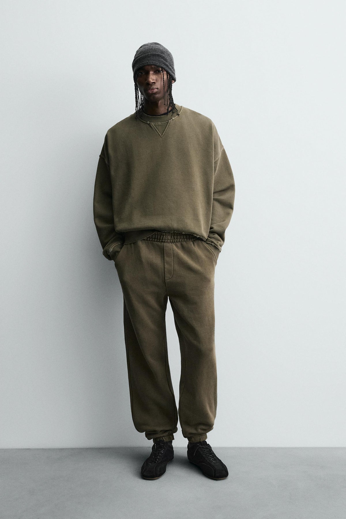RELAXED FIT FADED EFFECT TROUSERS - Image 1