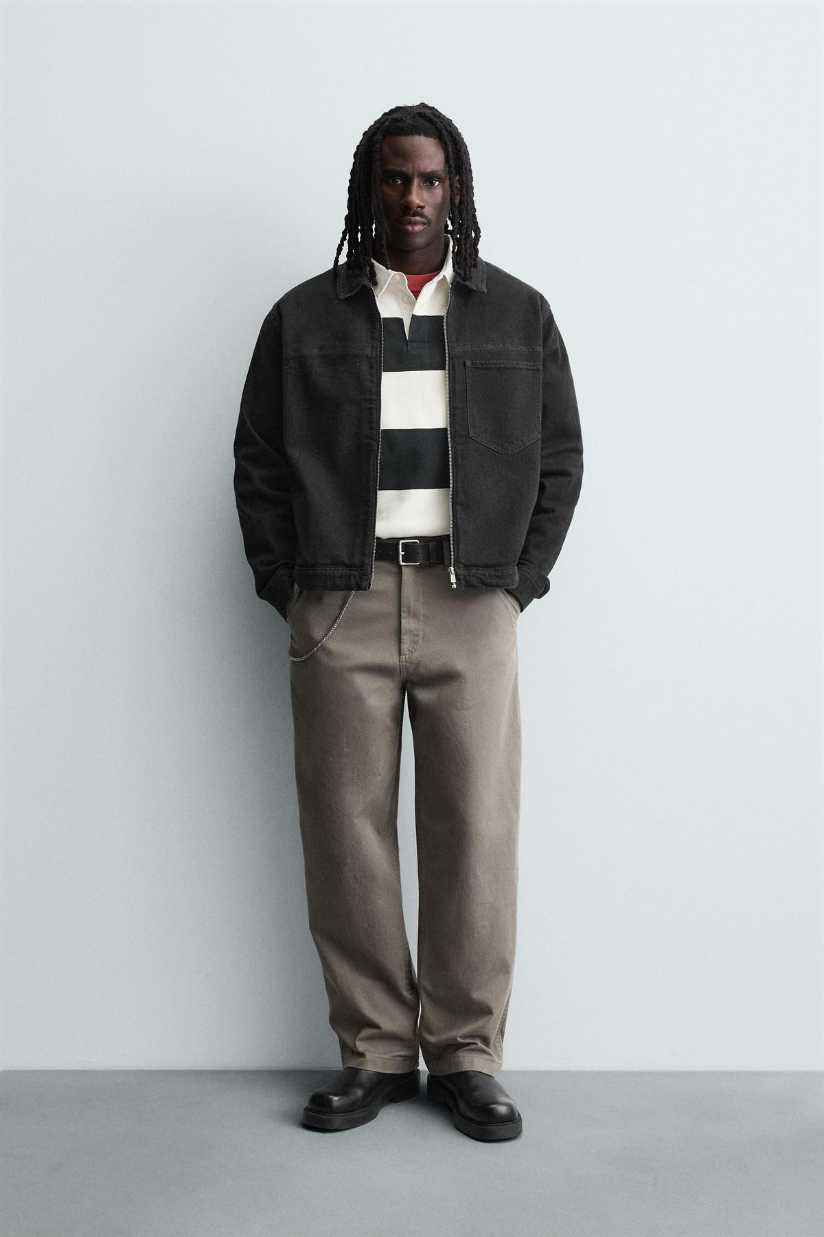 DENIM ZIP-UP OVERSHIRT - Image 1