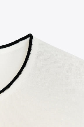 SHORT SLEEVE KNIT JUMPER WITH CONTRAST TRIMS - Image 5