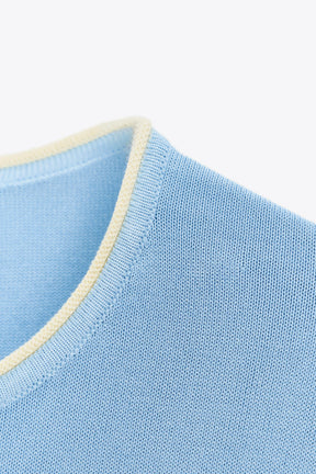 SHORT SLEEVE KNIT JUMPER WITH CONTRAST TRIMS - Image 8