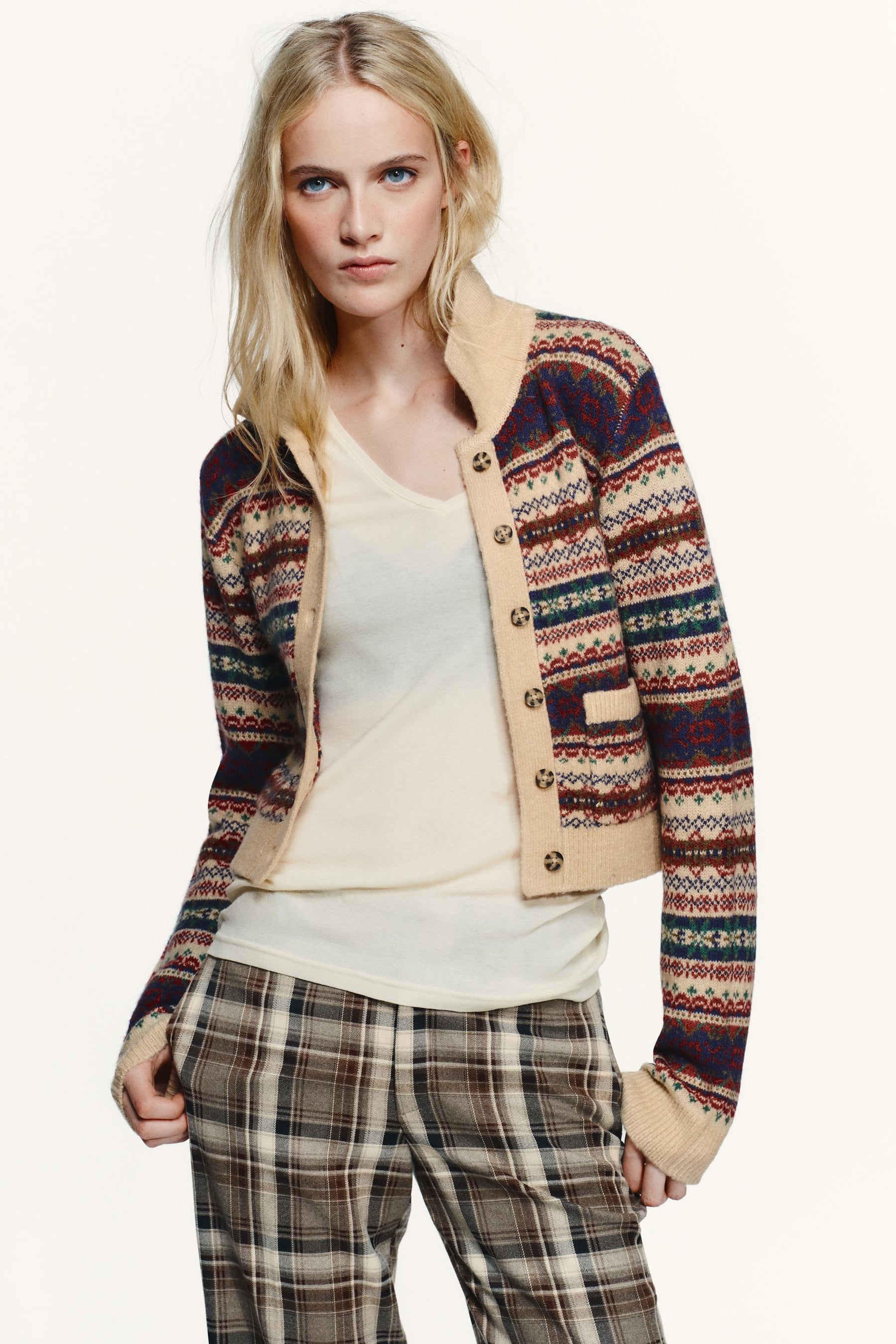 Jacquard Knit Cardigan