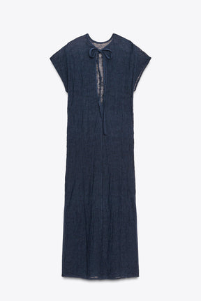 FINE KNIT CRINKLED MIDI DRESS - Image 7
