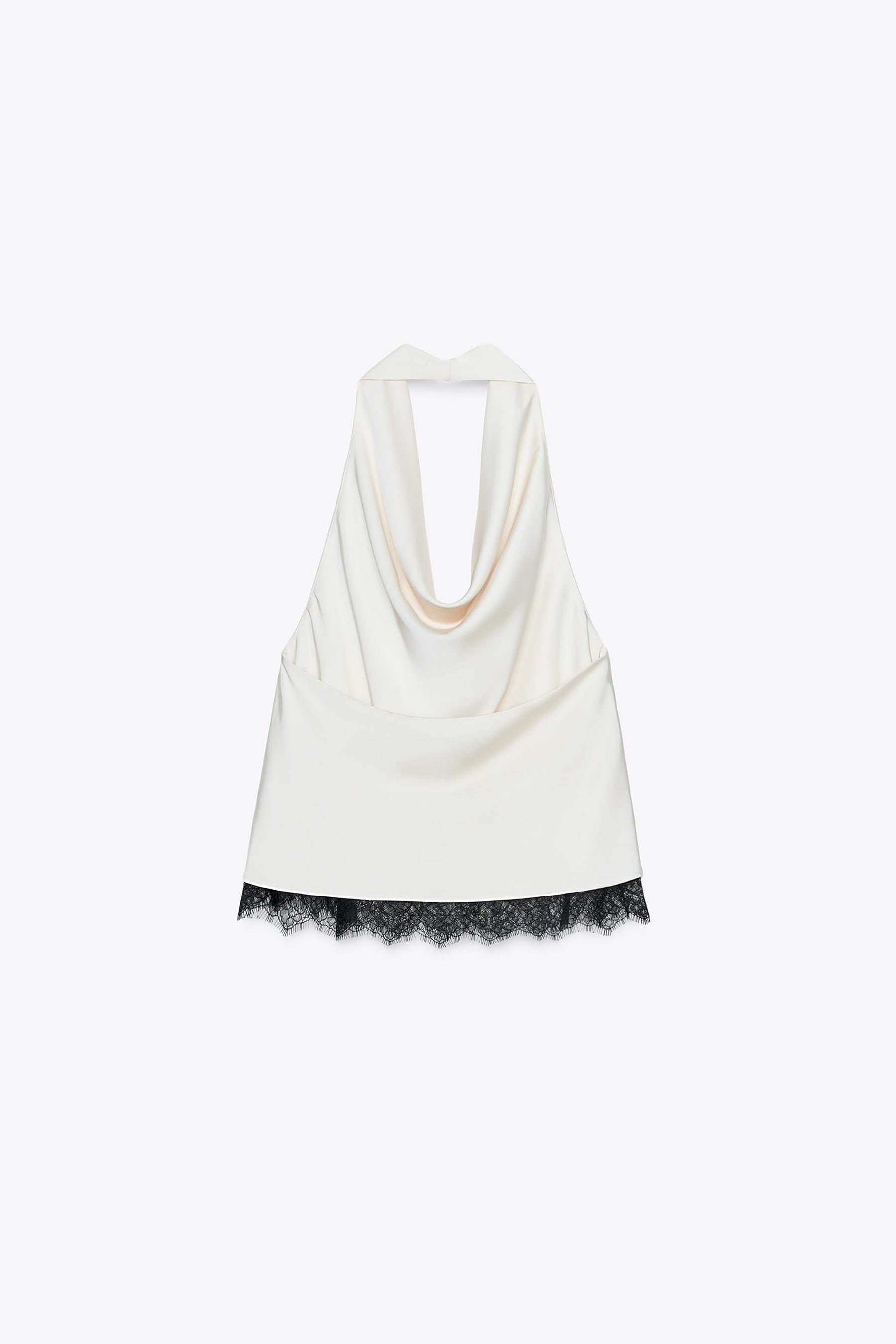 SATIN HALTER LACE TOP